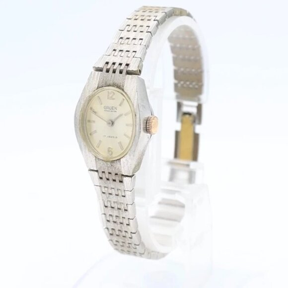 Vintage Gruen Precision Ladies Mechanical Wristwatch 227-6 Swiss Steel & Chrome - Picture 1 of 4